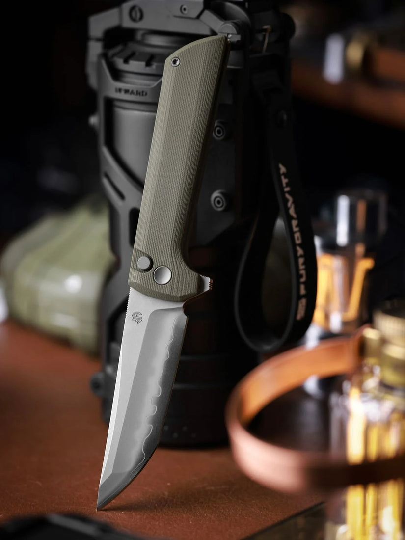 North Mountain Blade Chop 2 G10 - 3.4" SLD-Magic Steel San Mai Tanto Blade, Green G10 Handle