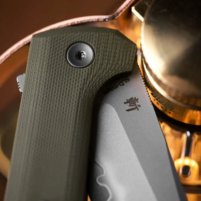 North Mountain Blade Chop 2 G10 - 3.4" SLD-Magic Steel San Mai Tanto Blade, Green G10 Handle