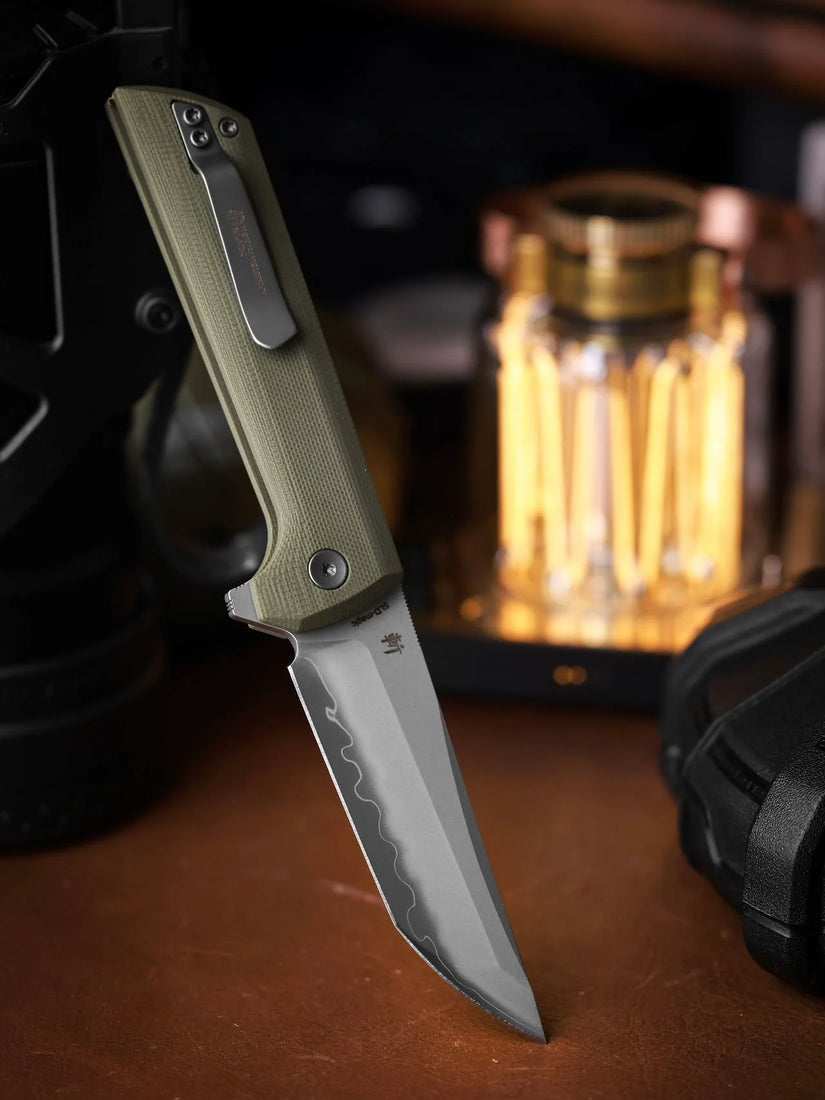 North Mountain Blade Chop 2 G10 - 3.4" SLD-Magic Steel San Mai Tanto Blade, Green G10 Handle