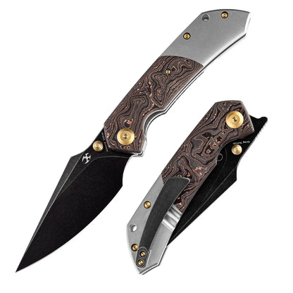 Kansept Fenrir - 3.48" CPM-S35VN Blackwash Blade, Titanium and Copper Carbon Fibre Handle. K1034A9