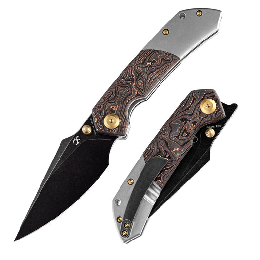Kansept Fenrir - 3.48" CPM-S35VN Blackwash Blade, Titanium and Copper Carbon Fibre Handle. K1034A9