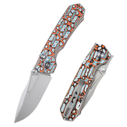 Remette RT-Rhino - 3.07" D2 Bead Blasted Blade, Blue/Orange Micarta Handle