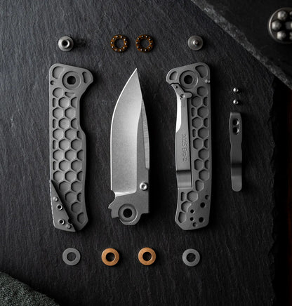 CornCraft Knives Neutron Star v2 - 3.3" CPM-S35VN Stonewashed Blade, Titanium Handle