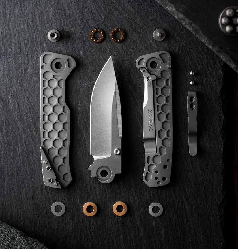 CornCraft Knives Neutron Star v2 - 3.3" CPM-S35VN Stonewashed Blade, Titanium Handle
