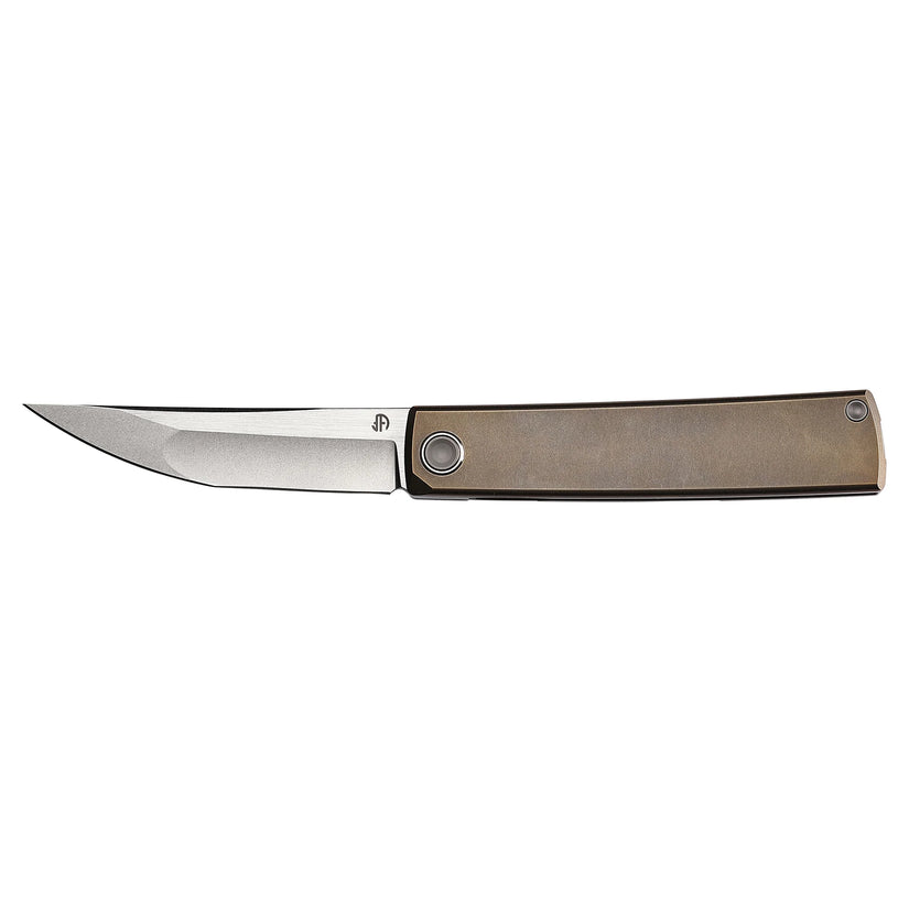 North Mountain Blade Kaiken Bronze - 3.5" M390 Tanto Blade, Titanium Handle