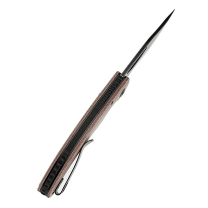 Tenable Gideon T1119A2 - 3.5" Nitro-V Black Stonewashed Blade, Brown Micarta Handle