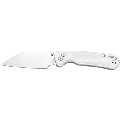 CJRB Pyrite Light - 3.34" S90V Stonewash Wharncliffe Blade, Light Grey FRN Handles - J1945-GGY