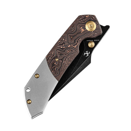 Kansept Fenrir - 3.48" CPM-S35VN Blackwash Blade, Titanium and Copper Carbon Fibre Handle. K1034A9