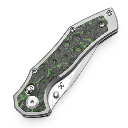 Kansept Apollo - 3.11" CPM-S35VN Stonewashed Blade, Stonewashed Titanium with Jungle Wear FatCarbon Handle. K2107V1