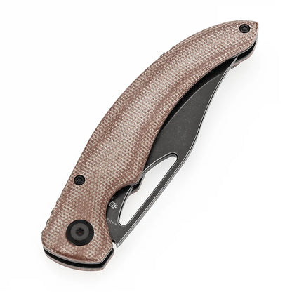 Tenable Gideon T1119A2 - 3.5" Nitro-V Black Stonewashed Blade, Brown Micarta Handle