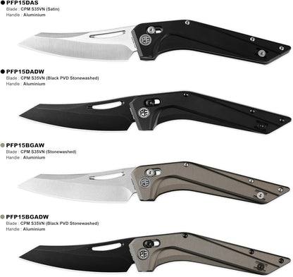 Petrified Fish Frigate - 3.82" CPM S35VN Stonewashed Blade, Bronze Grey Aluminium Handle