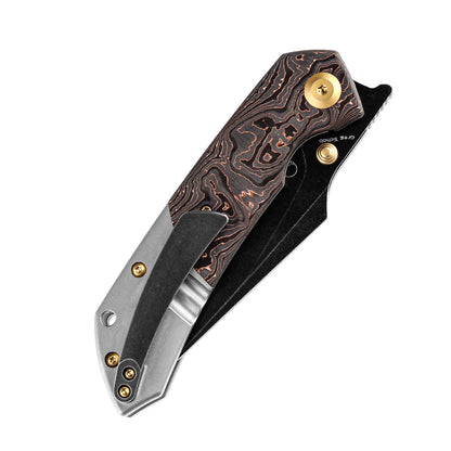 Kansept Fenrir - 3.48" CPM-S35VN Blackwash Blade, Titanium and Copper Carbon Fibre Handle. K1034A9
