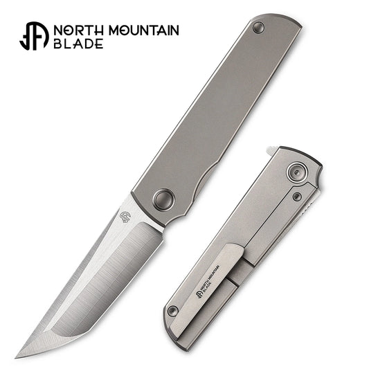 North Mountain Blade Chop Kick Stop Ti - 3.5" ZDP-189 Tanto Blade, Titanium Handle