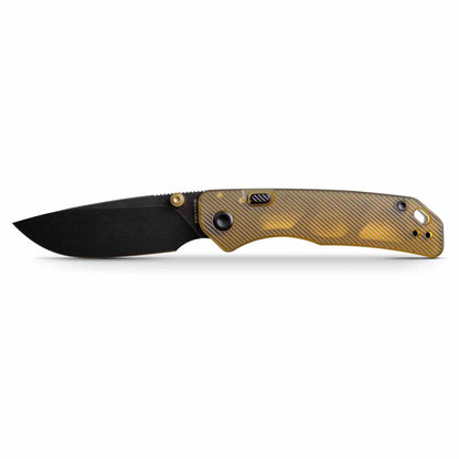 Vosteed Marten A1607 - 2.98" 154CM Black Stonewash Blade, Amber PEI Handle
