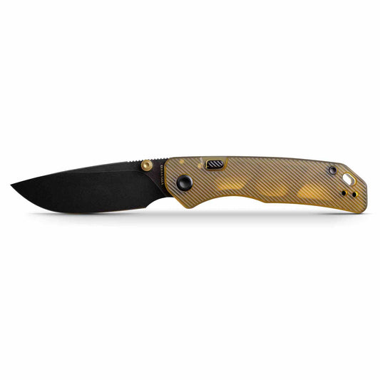 Vosteed Marten A1607 - 2.98" 154CM Black Stonewash Blade, Amber PEI Handle