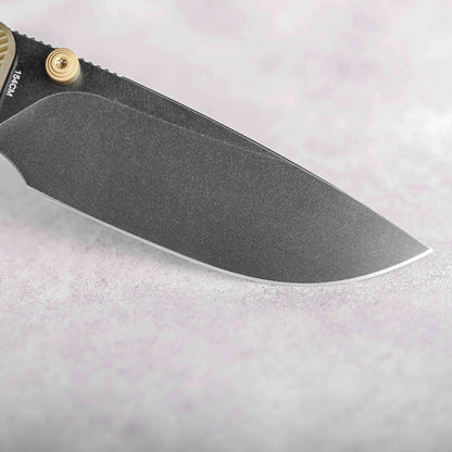 Vosteed Marten A1607 - 2.98" 154CM Black Stonewash Blade, Amber PEI Handle