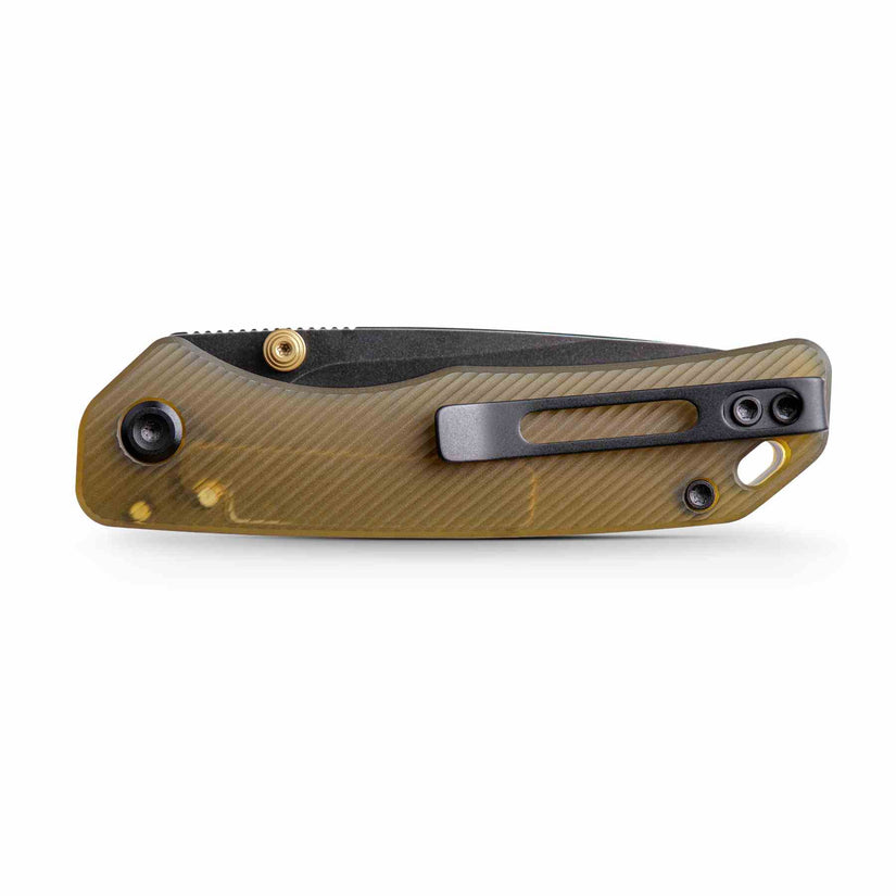 Vosteed Marten A1607 - 2.98" 154CM Black Stonewash Blade, Amber PEI Handle