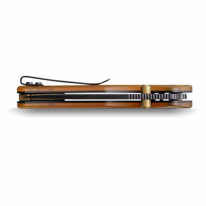 Vosteed Marten A1607 - 2.98" 154CM Black Stonewash Blade, Amber PEI Handle