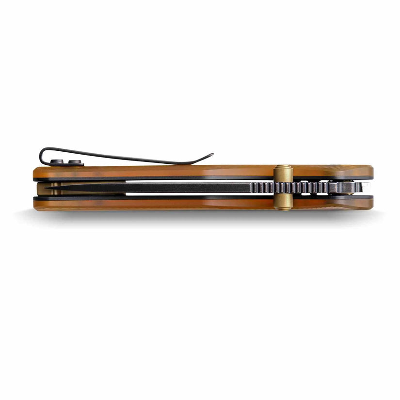Vosteed Marten A1607 - 2.98" 154CM Black Stonewash Blade, Amber PEI Handle