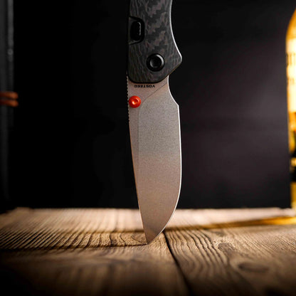 Vosteed Marten A1608 - 2.98" 154CM Stonewash Blade, Carbon Fibre Handle