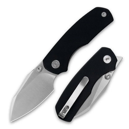 Olitans G057-BW - 2.36" 14C28N Satin Blade, Black G10 Handle