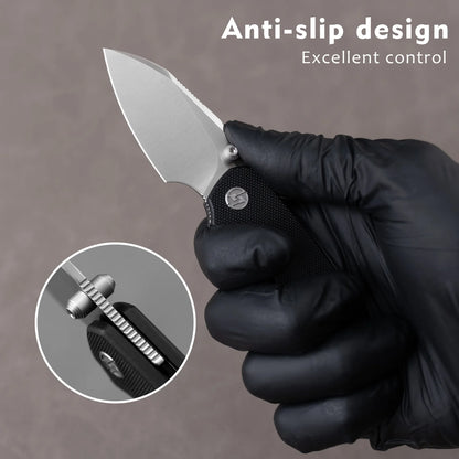Olitans G057-BW - 2.36" 14C28N Satin Blade, Black G10 Handle