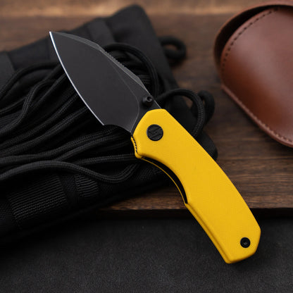 Olitans G057-YB - 2.36" 14C28N Black Blade, Yellow G10 Handle