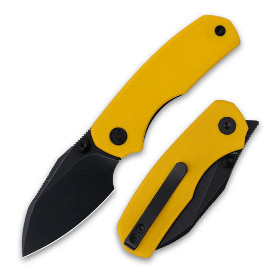 Olitans G057-YB - 2.36" 14C28N Black Blade, Yellow G10 Handle