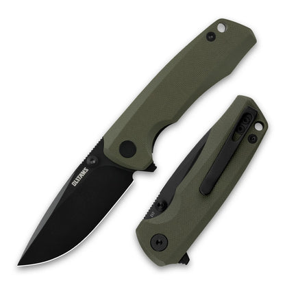 Olitans Bomber G061-GB - 2.91" D2 Black Blade, Green G10 Handle