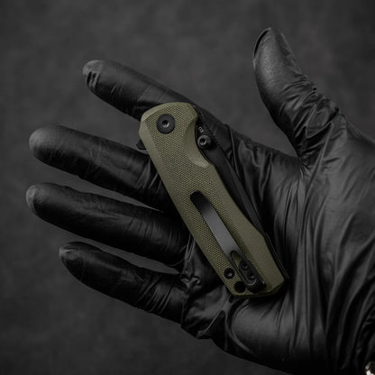 Olitans Bomber G061-GB - 2.91" D2 Black Blade, Green G10 Handle