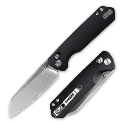 Olitans King Penguin G062-BW - 3.35" 14C28N Satin Blade, Black G10 Handle