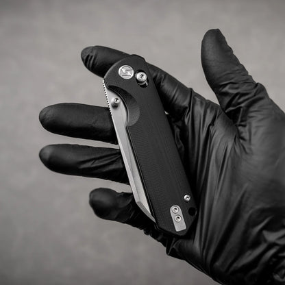 Olitans King Penguin G062-BW - 3.35" 14C28N Satin Blade, Black G10 Handle