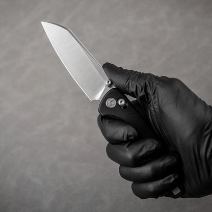 Olitans King Penguin G062-BW - 3.35" 14C28N Satin Blade, Black G10 Handle