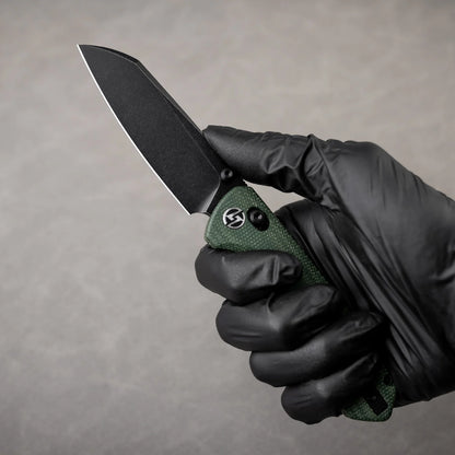 Olitans King Penguin G062-GB - 3.35" 14C28N Black Blade, Green Micarta Handle