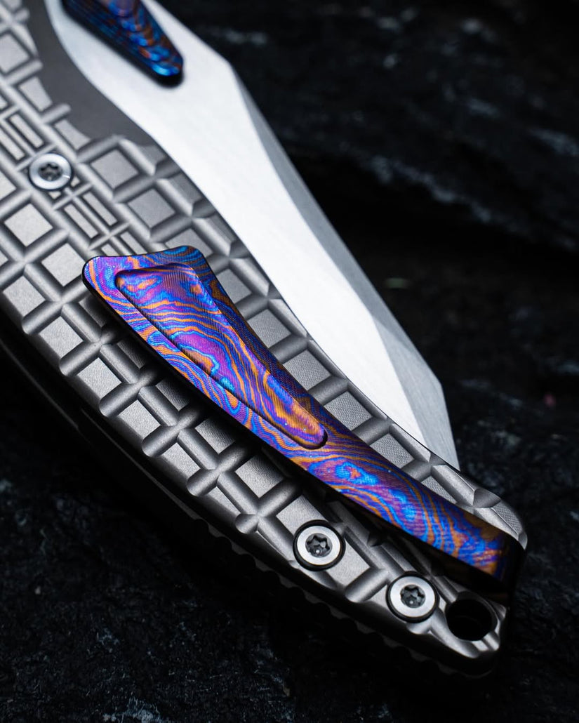 Olitans T052-LS - 3.54" M390 Blade, Titanium Handle & Timascus