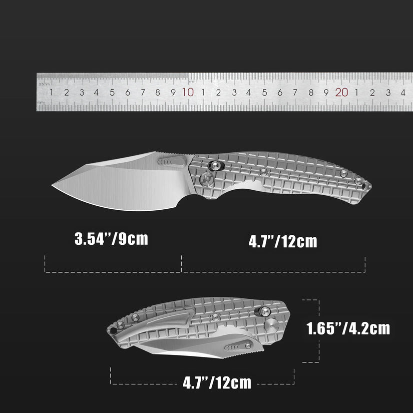 Olitans T052-ST - 3.54" M390 Blade, Titanium Handle