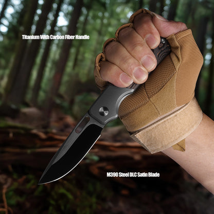 Miguron Ameight Flix II - 3.5" M390 DLC Satin Blade, Copper Carbon Fibre Titanium Handle