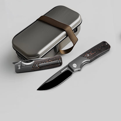 Miguron Ameight Flix II - 3.5" M390 DLC Satin Blade, Copper Carbon Fibre Titanium Handle