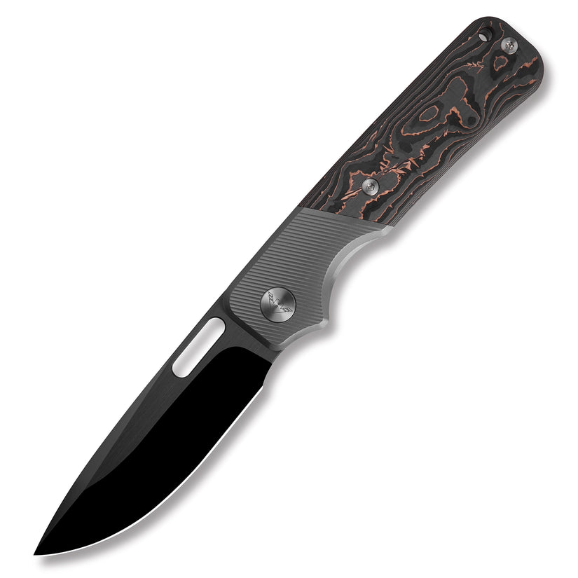 Miguron Ameight Flix II - 3.5" M390 DLC Satin Blade, Copper Carbon Fibre Titanium Handle