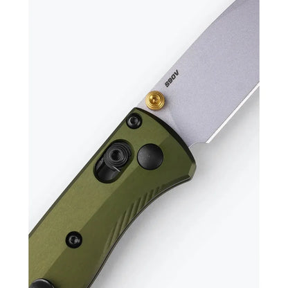 Benchmade Mini Bugout 533SL-10 - 2.82" S90V Crushed Silver Cerakote Blade, Woodland Green Aluminium Handles