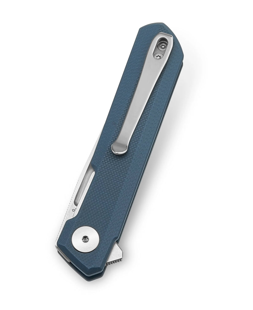 Bestechman Mini Dundee BMK03D - 2.92" D2 Satin Stonewash Blade, Blue Grey G10