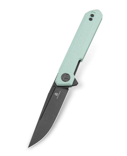 Bestechman Mini Dundee BMK03G - 2.92" D2 Grey DLC Blade, Ice Cream Blue G10, Flipper