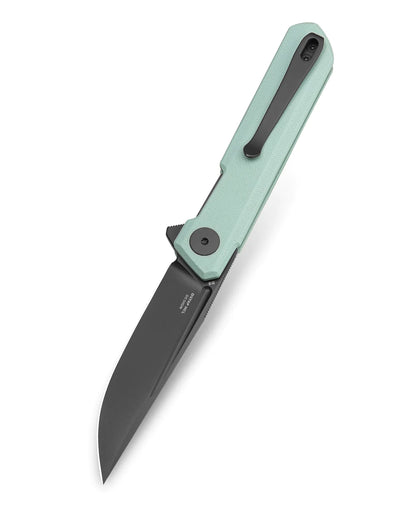 Bestechman Mini Dundee BMK03G - 2.92" D2 Grey DLC Blade, Ice Cream Blue G10, Flipper