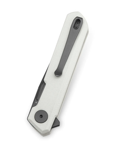 Bestechman Mini Dundee BMK03H - 2.92" D2 Grey DLC Blade, White G10, Flipper