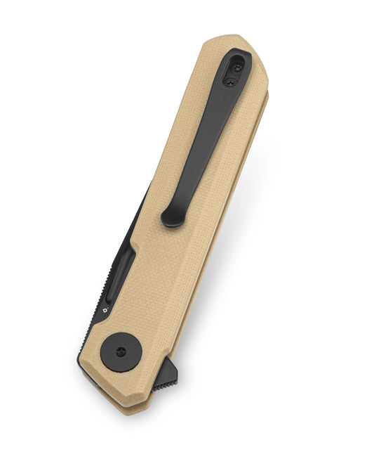 Bestechman Mini Dundee BMK03I - 2.92" D2 Black PVD Blade, Khaki G10