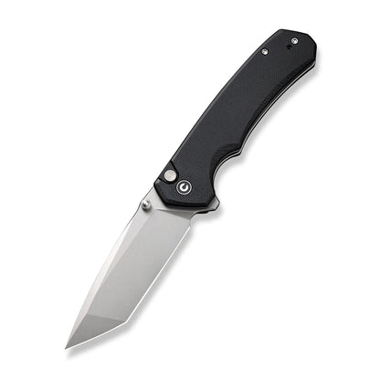 Civivi Button Lock Brazen Black C19059C-1 - 3.46" Stonewashed 14C28N Blade, Black G10 Handle
