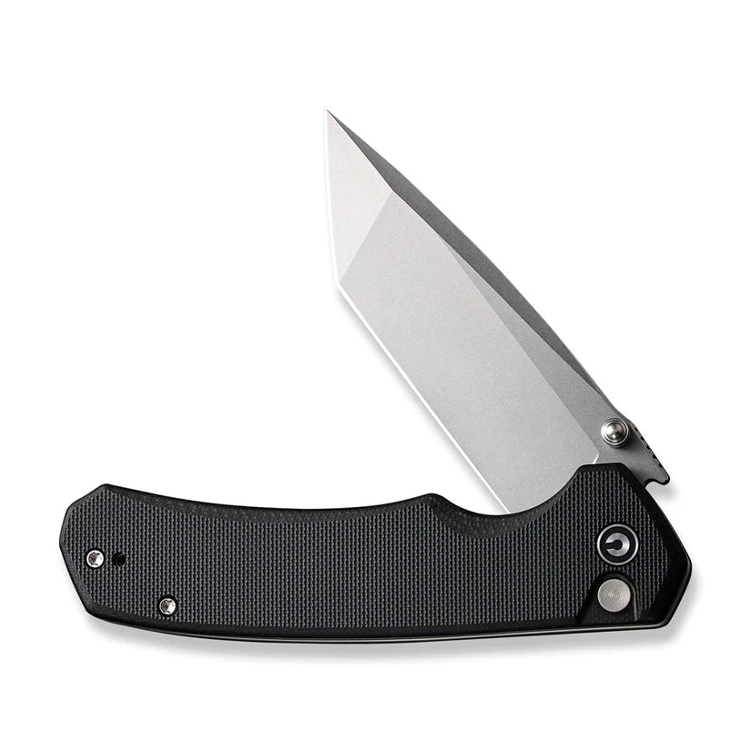 Civivi Button Lock Brazen Black C19059C-1 - 3.46" Stonewashed 14C28N Blade, Black G10 Handle