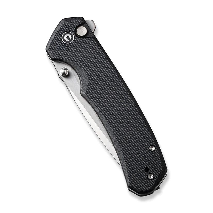 Civivi Button Lock Brazen Black C19059C-1 - 3.46" Stonewashed 14C28N Blade, Black G10 Handle