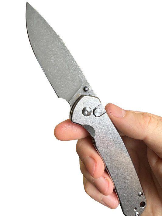 CJRB Pyrite x Blade Forge - 3.11" AR-RPM9 Stonewash Drop Point Blade, Stonewash Steel Handles - J1925ST-MOD1