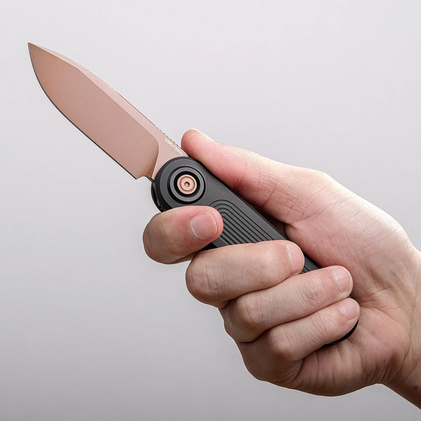 Vosteed Corgi V 295 A3708 - 2.95" S35VN Copper Dune Blade, Black Aluminium Handle